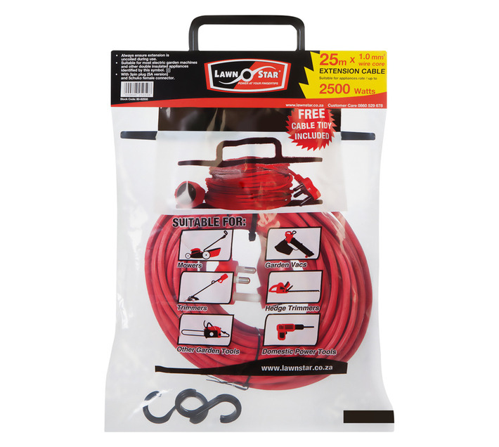 Lawn Star 16Amp Extension Cord - Red (25m) Builders